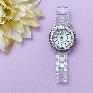 BORA CLEAR BAND WOMEN'S RHINESTONE BOYFRIEND WATCH (NEEDS BATTERY)